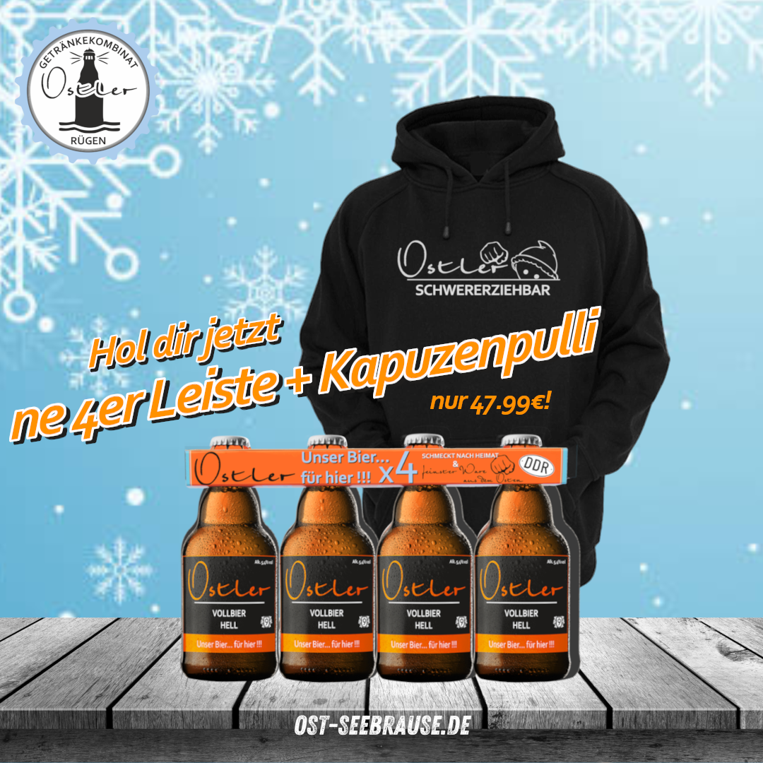 OSTLER-Kapuzenpulli Schwererziehbar Schwarz + 4rer Vollbier